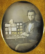 Portrait of a Jewelry Salesman; Attributed to Robert H. Vance, American, 1825 - 1876, 1853 - 1854; Daguerreotype, hand-colored