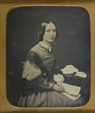 Portrait of a Seated Woman with Ringlets; William Hardy Kent, British, 1819 - 1907, about 1857; Daguerreotype, hand-colored