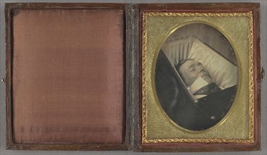 Postmortem portrait of an  man; American; about 1855; Daguerreotype
