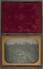 Canal Lock under Construction; American; about 1849; Daguerreotype