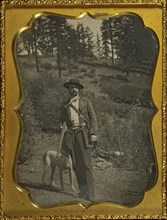 Outdoor scene with hunter and dog; American; about 1850; Daguerreotype