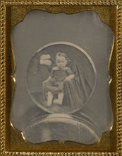 Copy daguerreotype of a circular daguerreotype portrait of a child; American; 1850s; Daguerreotype