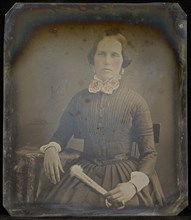 Unmatted Portrait of a Woman; Jacob Byerly, American, 1807 - 1883, about 1855; Daguerreotype, hand-colored; 8.1 x 6.8 cm