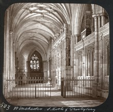 Wincester. South Aisle of Presbytery; Frederick H. Evans, British, 1853 - 1943, about 1883; Lantern slide; 7 x 7.1 cm