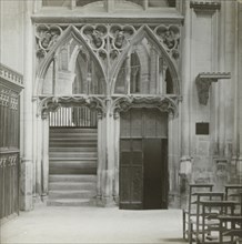 Gloucester. Cathedral. Entrance to Ambulatory & Crypt; Frederick H. Evans, British, 1853 - 1943, 1890; Lantern slide