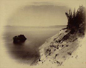 Western Landscape with Lake and Large Rock Off Shore; William Henry Jackson, American, 1843 - 1942, about 1880; Albumen silver