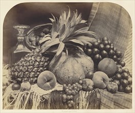 Still Life with Fruit and Decanter; Roger Fenton, English, 1819 - 1869, London, England; 1860; Albumen silver print