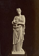 Statue of woman with snake; about 1870 - 1890; Albumen silver print