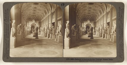 Gallery of statues in the Vatican, Rome, Italy; Underwood & Underwood, American, 1881 - 1940s, about 1900; Gelatin silver print