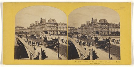Hotel de Ville et Pont D'Arcole a Paris. Vue Instantanee; French; about 1865; Albumen silver print