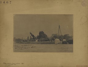 Setting up of the first legs of the tower, pier 2; Albert Broise, French, active late 19th century, 1887; Albumen silver print