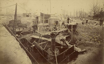 Sinking pier no.4; Louis-Émile Durandelle, French, 1839 - 1917, 1887; Albumen silver print