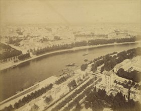 Aerial view of the Seine and the Right Bank; Louis-Émile Durandelle, French, 1839 - 1917, 1888 - 1889; Albumen silver print