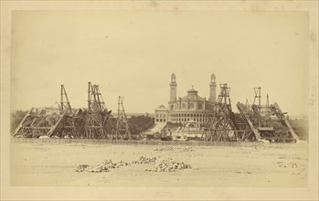 Beginnings of piers; Louis-Émile Durandelle, French, 1839 - 1917, August, 1887; Albumen silver print