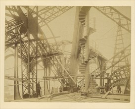 Staircase and workers; Louis-Émile Durandelle, French, 1839 - 1917, 1888 - 1889; Albumen silver print