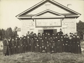Makarevsky Retreat, Group of priests; Karl Karlovitz Bulla, Russian, 1854 - 1929, 1913; Gelatin silver print; 16.8 x 22.5 cm