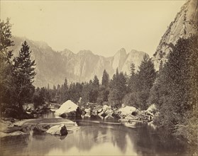 View of the Merced - Cathedral Rocks in Distance; Carleton Watkins, American, 1829 - 1916, 1865 - 1866; Albumen silver print