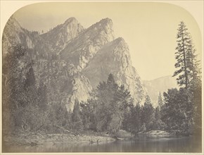 Pompompasus - Three Brothers. 4480 ft. Yo Semite; Carleton Watkins, American, 1829 - 1916, Yosemite, California, United States
