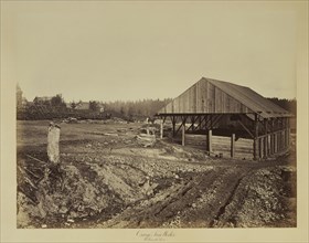 Oswego Ironworks, Willamette River; Carleton Watkins, American, 1829 - 1916, Oregon, United States; 1867; Albumen silver print