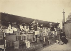 Secondhand Book Dealer, place de la Bastille; Eugène Atget, French, 1857 - 1927, Paris, France; negative 1910 - 1911; Albumen