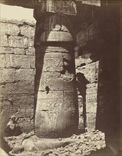 Column in the Second Courtyard of the Temple of Ramesses III, Karnak; Félix Bonfils, French, 1831 - 1885, Thebes, Egypt; 1872
