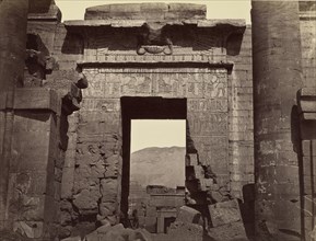 Details of the Gateway to the Temple, Medinet Habu; Félix Bonfils, French, 1831 - 1885, Thebes, Egypt; 1872; Albumen silver