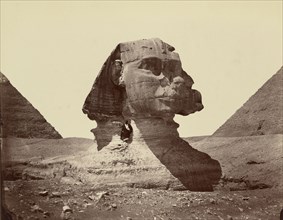 Sphinx and Pyramids; Félix Bonfils, French, 1831 - 1885, Thebes, Egypt; 1872; Albumen silver print