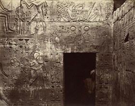 Reliefs in the Temple of Amon, Karnak; Félix Bonfils, French, 1831 - 1885, Thebes, Egypt; 1872; Albumen silver print