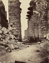 Avenue centrale de la salle hypostyle, prise de l'est, Karnak, - Thebes; Félix Bonfils, French, 1831 - 1885, Thebes, Egypt