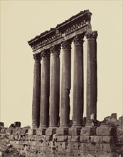 Grandes colonnes du Temple du Soleil, Balbek, Félix Bonfils, French, 1831 - 1885, Baalbek, Syria; 1872; Albumen silver print