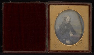 Portrait of a young woman with long curls; Beard & Foard; 1856 - 1857; Daguerreotype, hand-colored