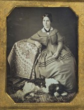 Portrait of a Seated Young Woman and Dog; American; 1845 - 1847; Daguerreotype