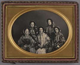 Portrait of Five Women in Bonnets; American; 1851; Daguerreotype