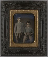 Portrait of Two Boys; American; about 1854; Hand-colored Daguerreotype
