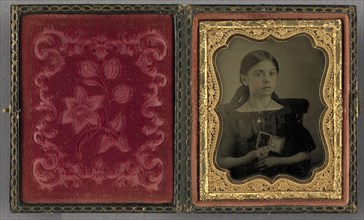 Portrait of a Seated Young Girl Wearing Locket Holding a Cased Object Portrait of a Man; George L. Williams American, born 1822