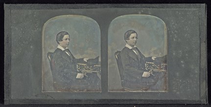 Portrait of a Young Boy; British; about 1855; Stereograph, Daguerreotype, hand-colored