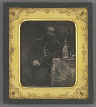 Portrait of a Seated Prussian Officer with Sword; German; 1845–1850; Daguerreotype