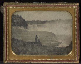 Niagara Falls with couple in foreground; Platt D. Babbitt, American, 1823 - 1879, about 1855; Daguerreotype