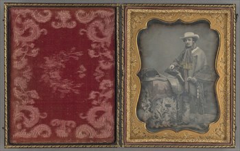 Portrait of a Man with a Saddle; American; 1850–1854; Daguerreotype, hand-colored