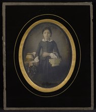 Girl Holding a Basket; Atelier Héliographique, French, active 1850s, about 1849; Hand-colored Daguerreotype