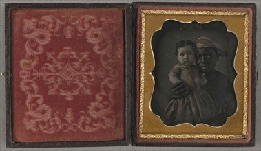 Nurse and Child; American; about 1850; Daguerreotype, hand-colored; 6.2 × 4.8 cm, 2 7,16 × 1 7,8 in