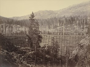 Dam and Lake, Nevada County, Near View; Carleton Watkins, American, 1829 - 1916, Nevada, United States; about 1871; Albumen