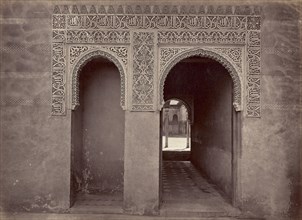 Puerta de entrada al patio de los leones, Alhambra, Granada; Juan Laurent, French, 1816 - 1892, Granada, Spain; 1875; Albumen