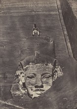 Westernmost Colossus, the Great Temple, Abu Simbel; Maxime Du Camp, French, 1822 - 1894, Louis Désiré Blanquart-Evrard French