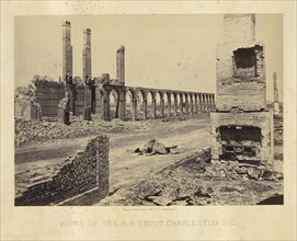 Ruins of the Railroad Depot, Charleston, South Carolina; George N. Barnard, American, 1819 - 1902, negative about 1865; print