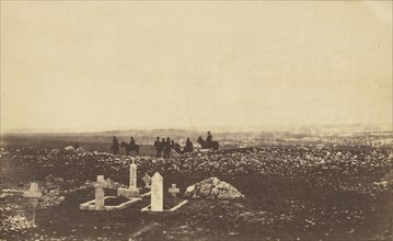 Officers on the lookout at Cathcarts Hill; Roger Fenton, English, 1819 - 1869, 1855; Salted paper print; 21 x 34.3 cm