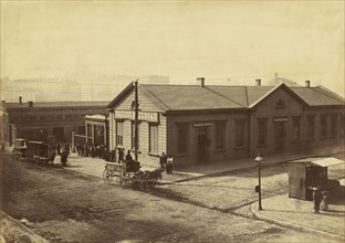 Depot St. Louis, Missouri; Alexander Gardner, American, born Scotland, 1821 - 1882, 1867; Albumen silver print