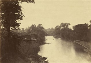 Railroad Bridge Across Grasshopper Creek, Kansas; Alexander Gardner, American, born Scotland, 1821 - 1882, 1867; Albumen silver