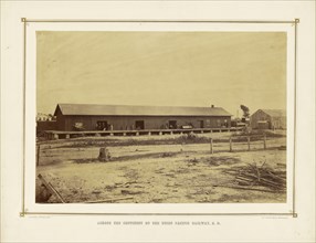 Depot, Topeka, Kansas; Alexander Gardner, American, born Scotland, 1821 - 1882, 1867; Albumen silver print