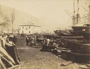 Landing Place, Ordnance Wharf, Balaklava; Roger Fenton, English, 1819 - 1869, 1855; Salted paper print; 27.5 × 36.2 cm